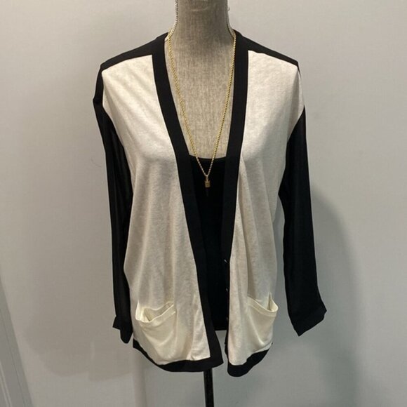 7 For All Mankind Long Cardigan  black white - Picture 12 of 16